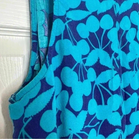 George Midi Dress Tie  Waist Blue Floral Size Medium - Picture 13 of 16